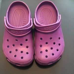 Girls purple crocs euc. Lots of tread and life left in them.